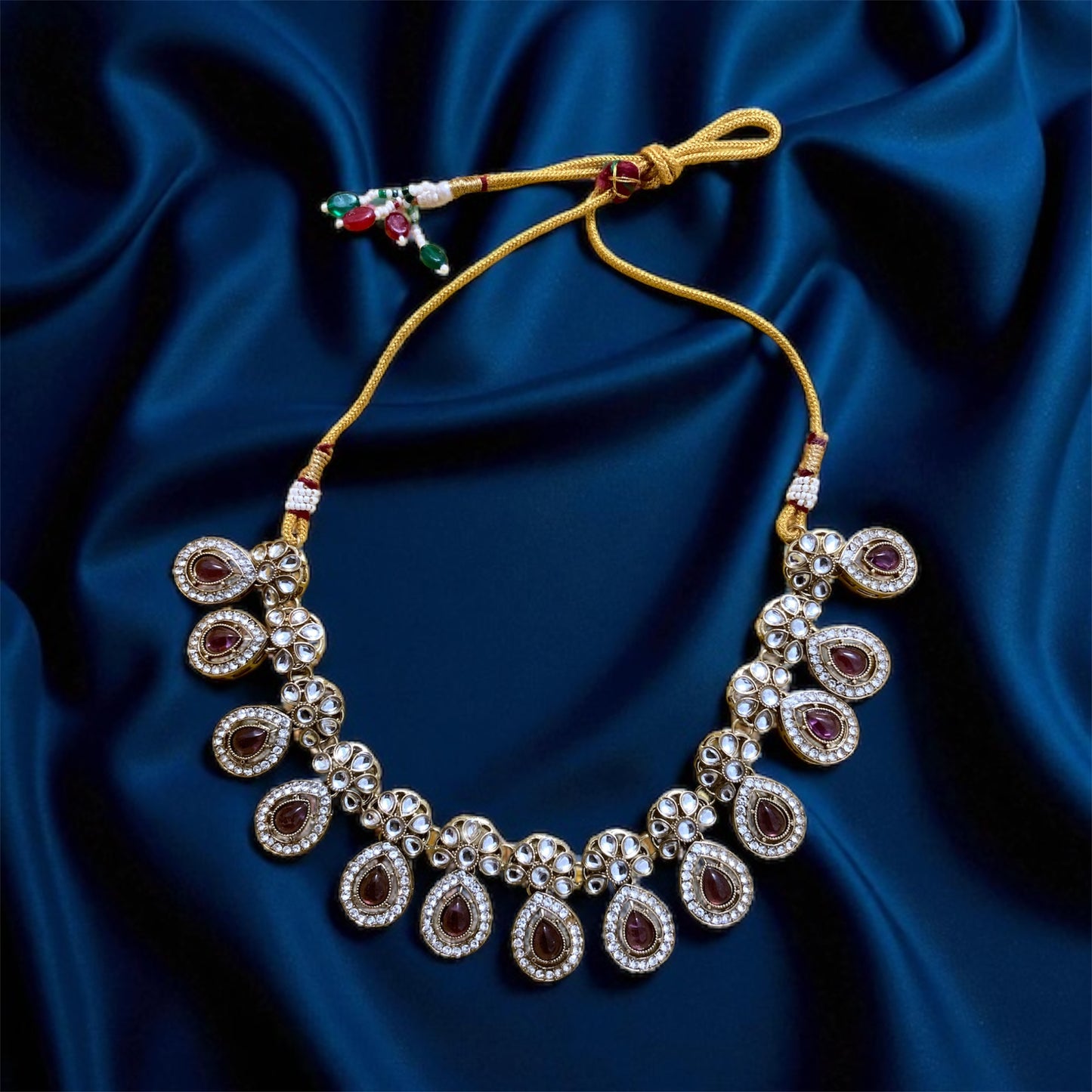 Wine Kundan Jewellery Set