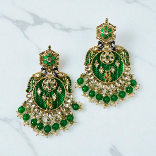 Emerald Green Mor Chandbali