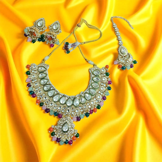 Multicolour-Ivory Kundan Set