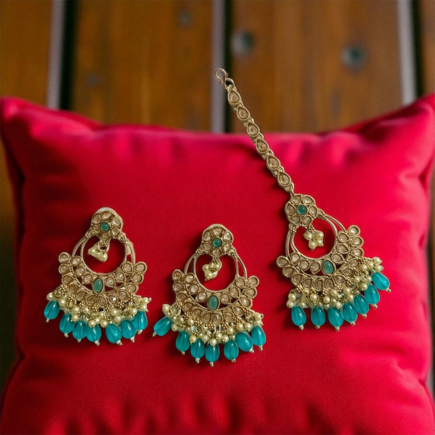 Teal Blue Kundan Jewellery Set