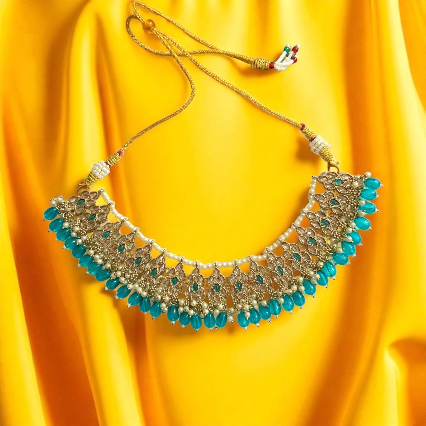 Teal Blue Kundan Jewellery Set