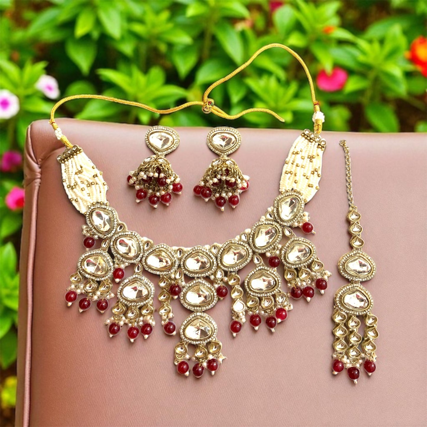 Maroon Kundan Jewellery Set