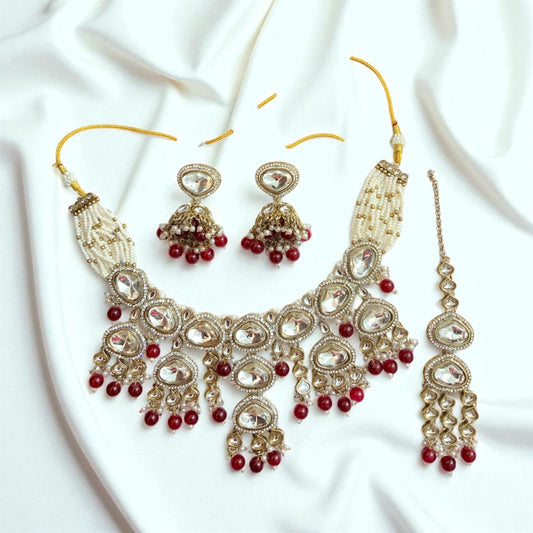 Maroon Kundan Jewellery Set