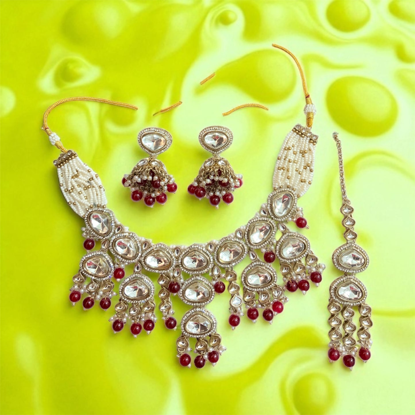 Maroon Kundan Jewellery Set