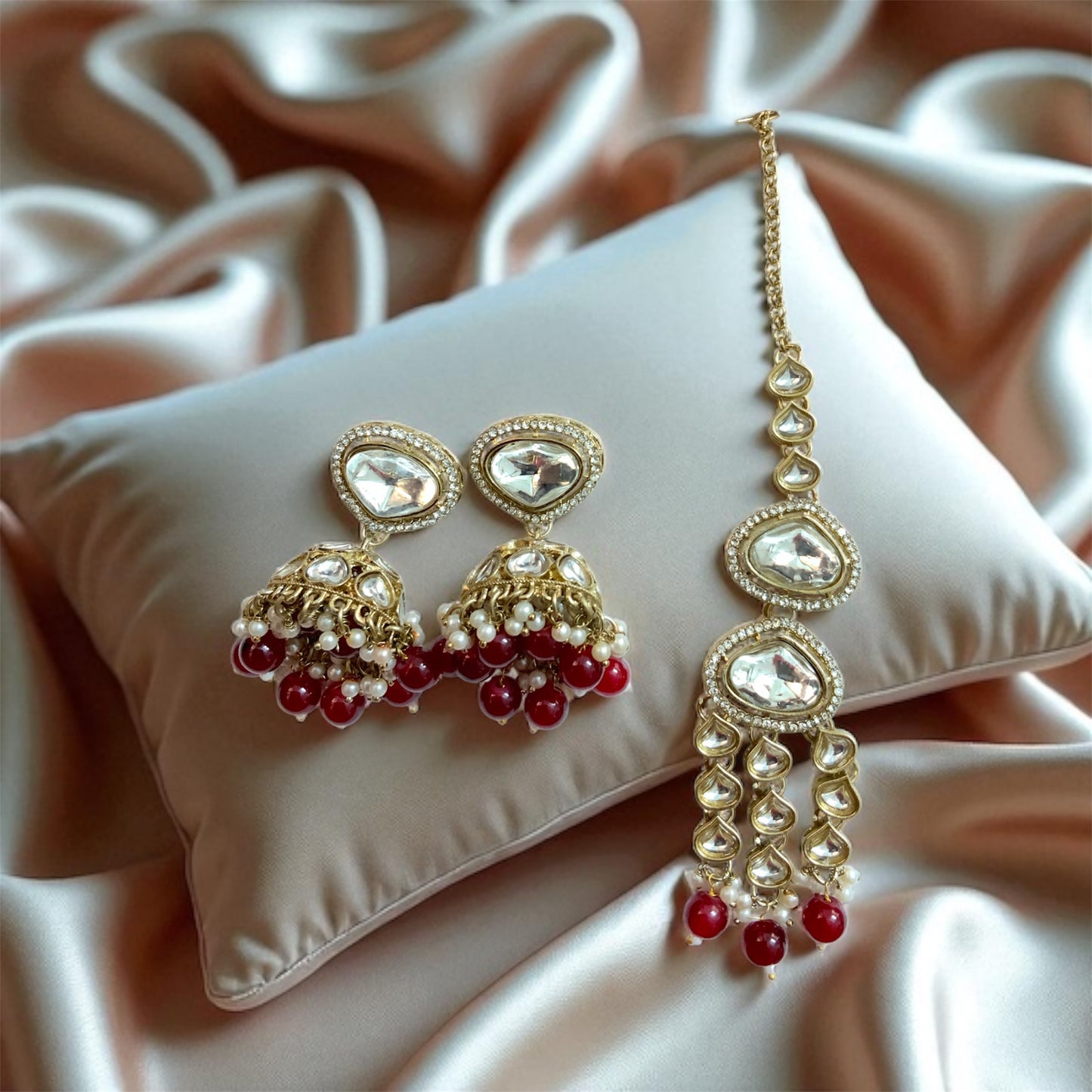 Maroon Kundan Jewellery Set