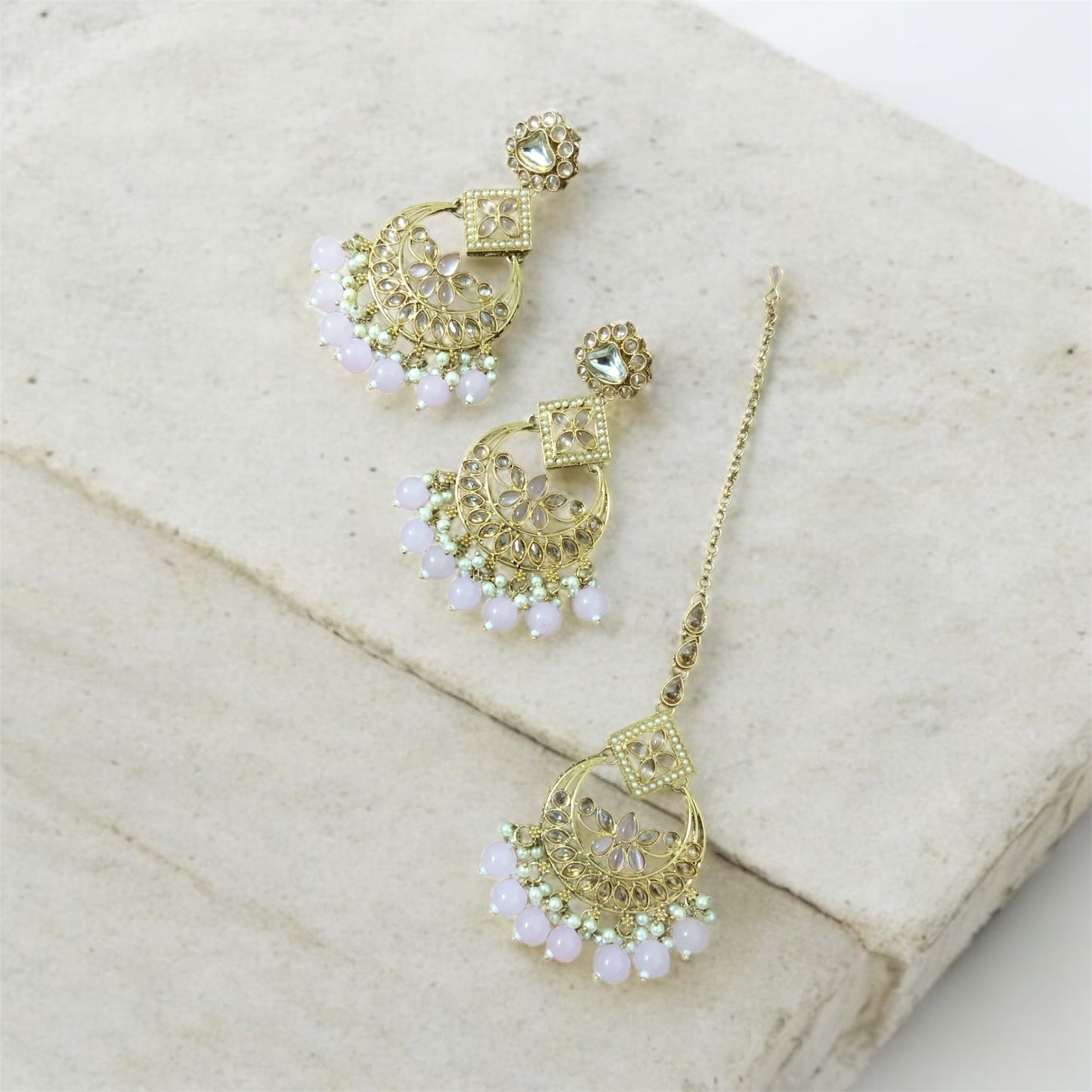 Lavender Kundan Jewellery Set