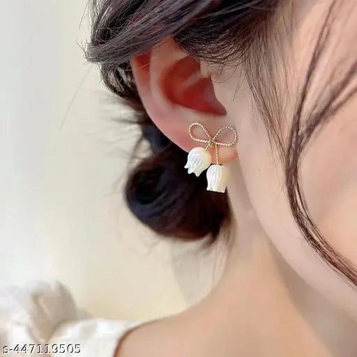 Bow Double Flower Studs