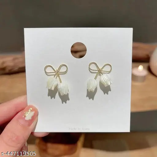 Bow Double Flower Studs