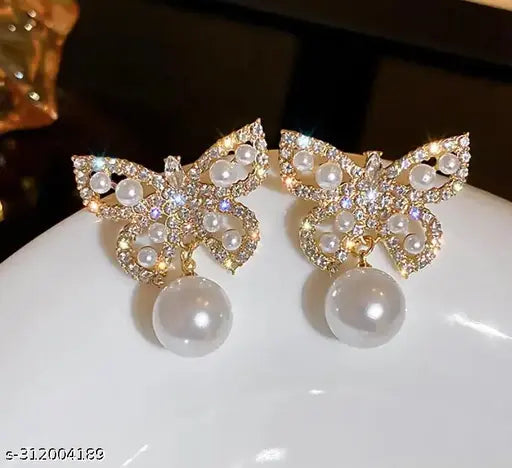 Butterfly Studs With Pearl