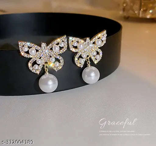 Butterfly Studs With Pearl