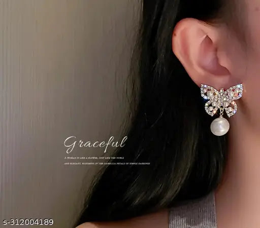 Butterfly Studs With Pearl