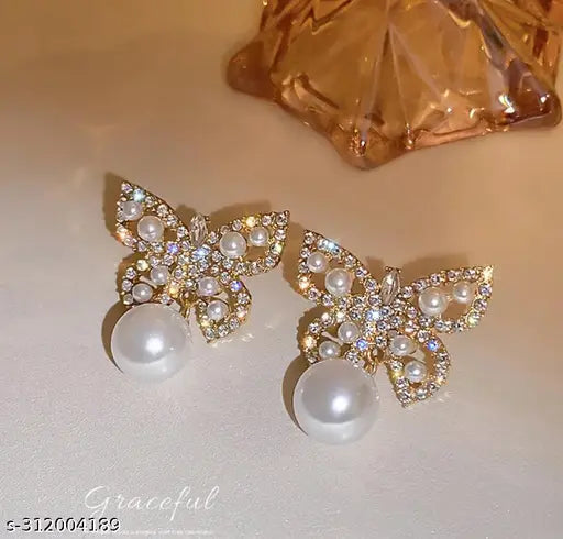 Butterfly Studs With Pearl