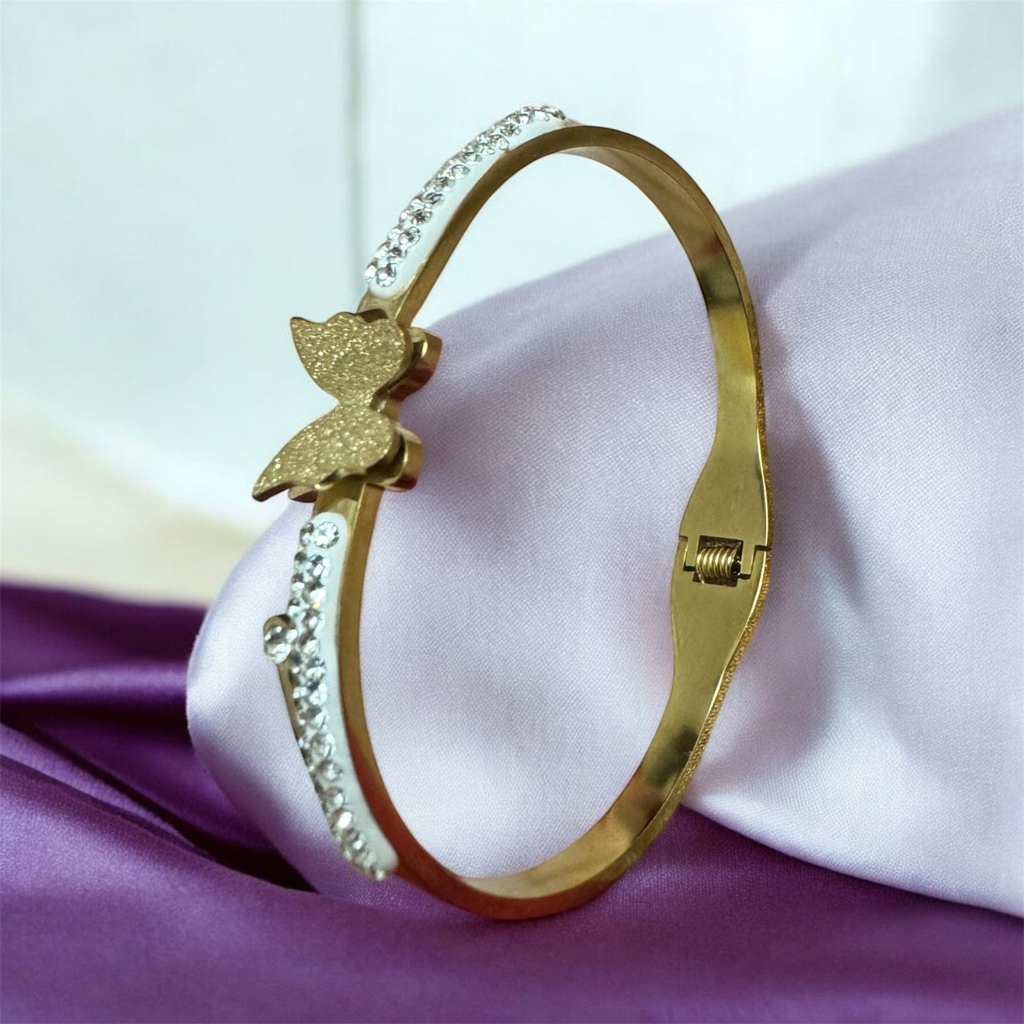 Butterfly AD Embedded Stainless Steel Bracelet