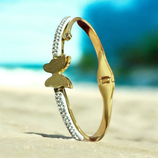 Butterfly AD Embedded Stainless Steel Bracelet