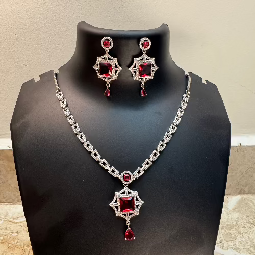 Wine Cubic Zirconia Jewellery Set