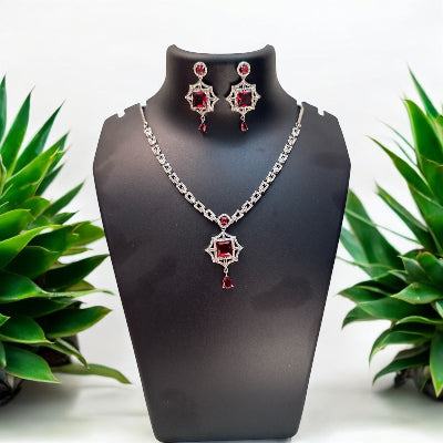 Wine Cubic Zirconia Jewellery Set