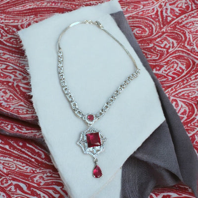 Wine Cubic Zirconia Jewellery Set