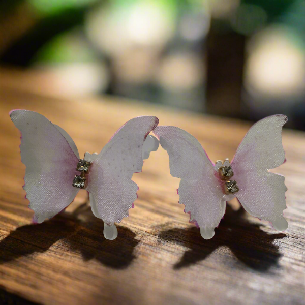 Pink Butterfly Studs