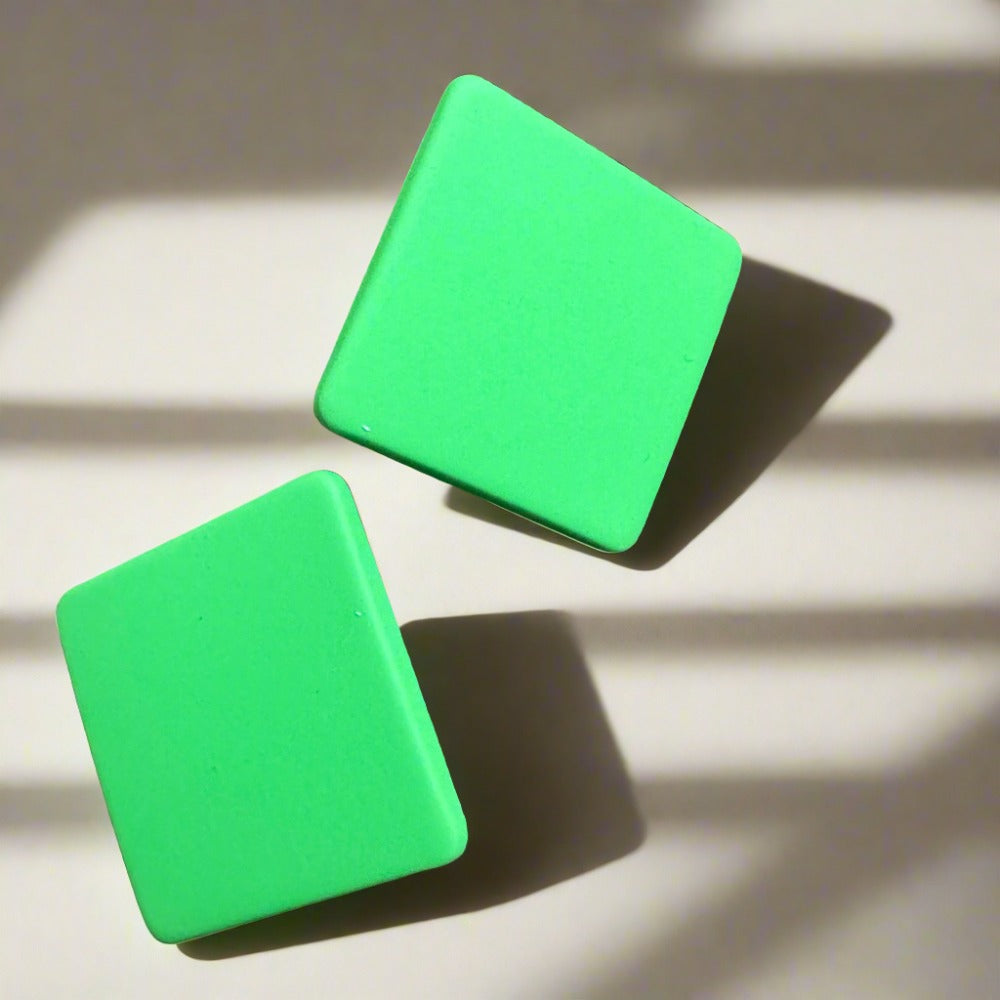 Green Square Studs