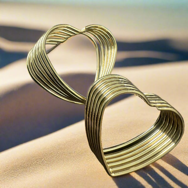 Golden Multilayer Heart-Shaped Earrings