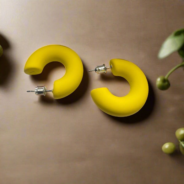 Yellow Half Hoop Earrings