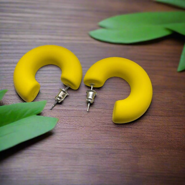 Yellow Half Hoop Earrings
