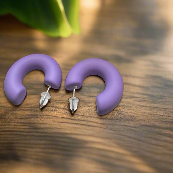 Purple Half Hoop Earrings