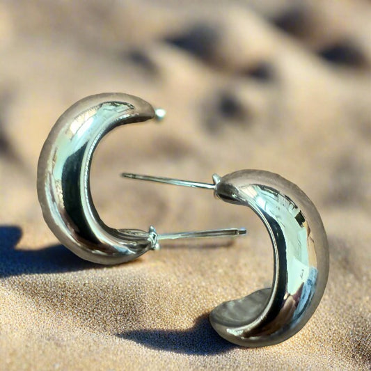 Sliver Half Moon Tea Drop Earrings