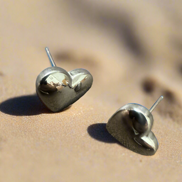 Sliver Little Heart Studs