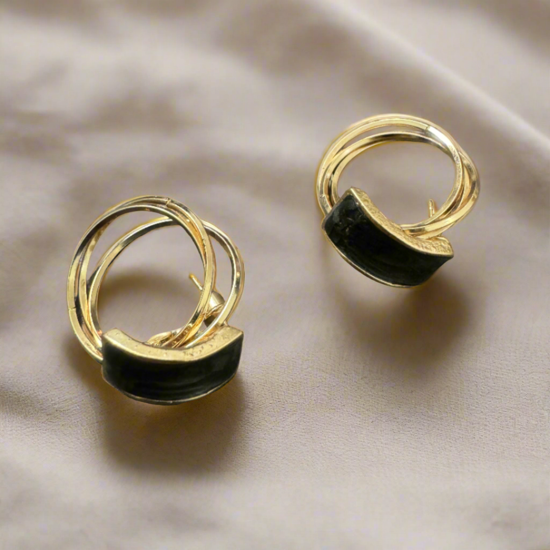 Black Stone Drop Earrings