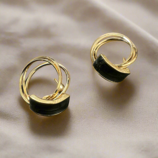 Black Stone Drop Earrings
