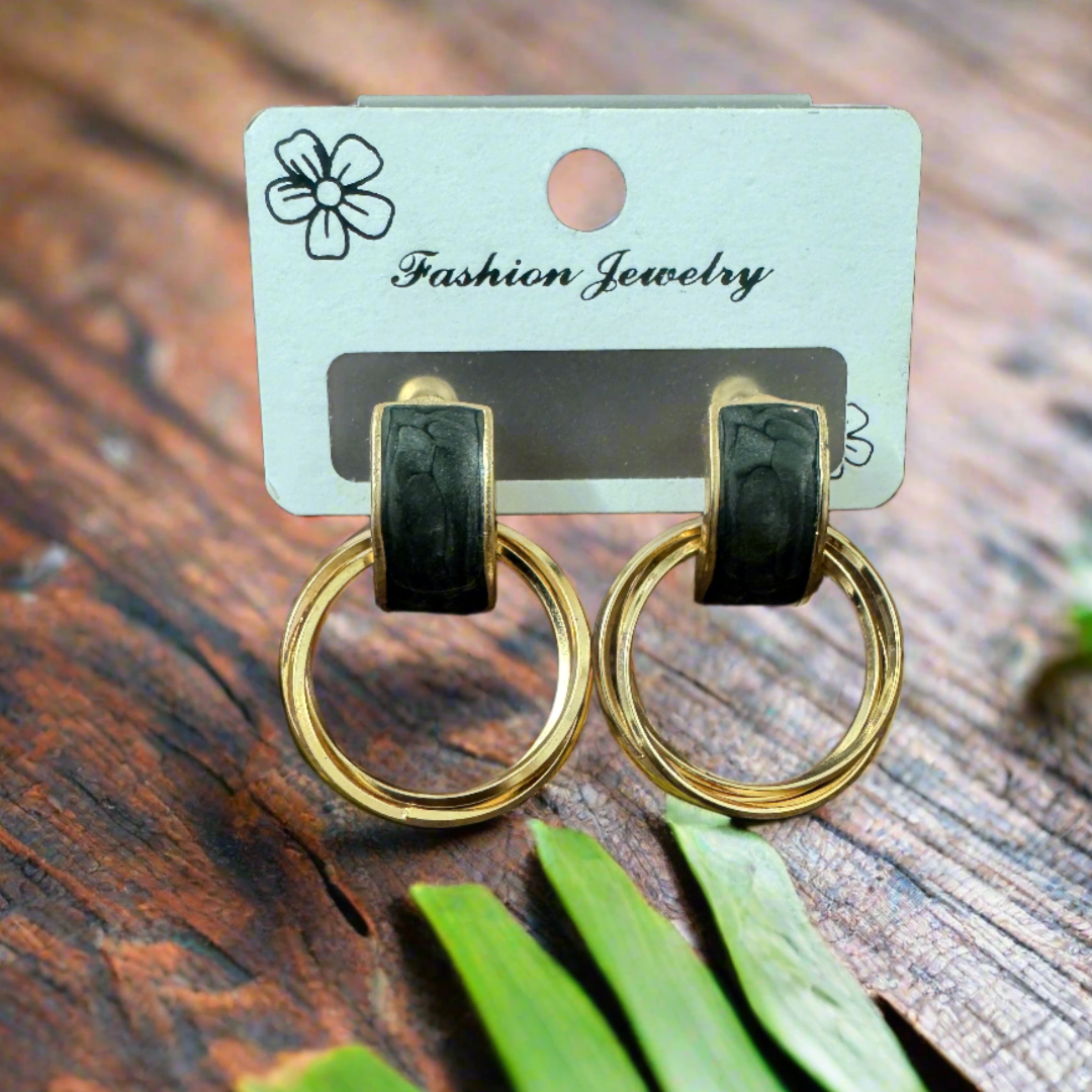 Black Stone Drop Earrings