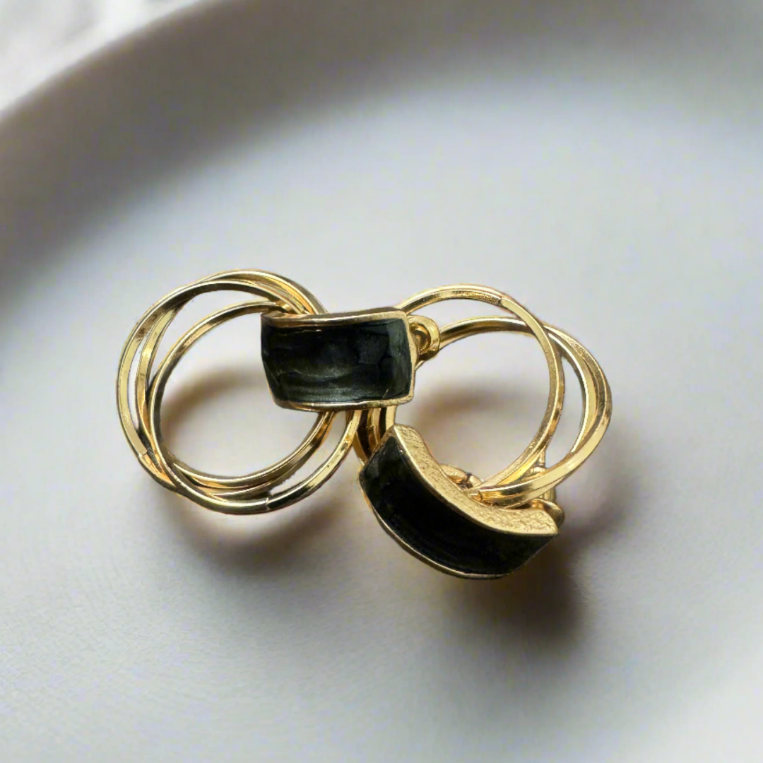 Black Stone Drop Earrings