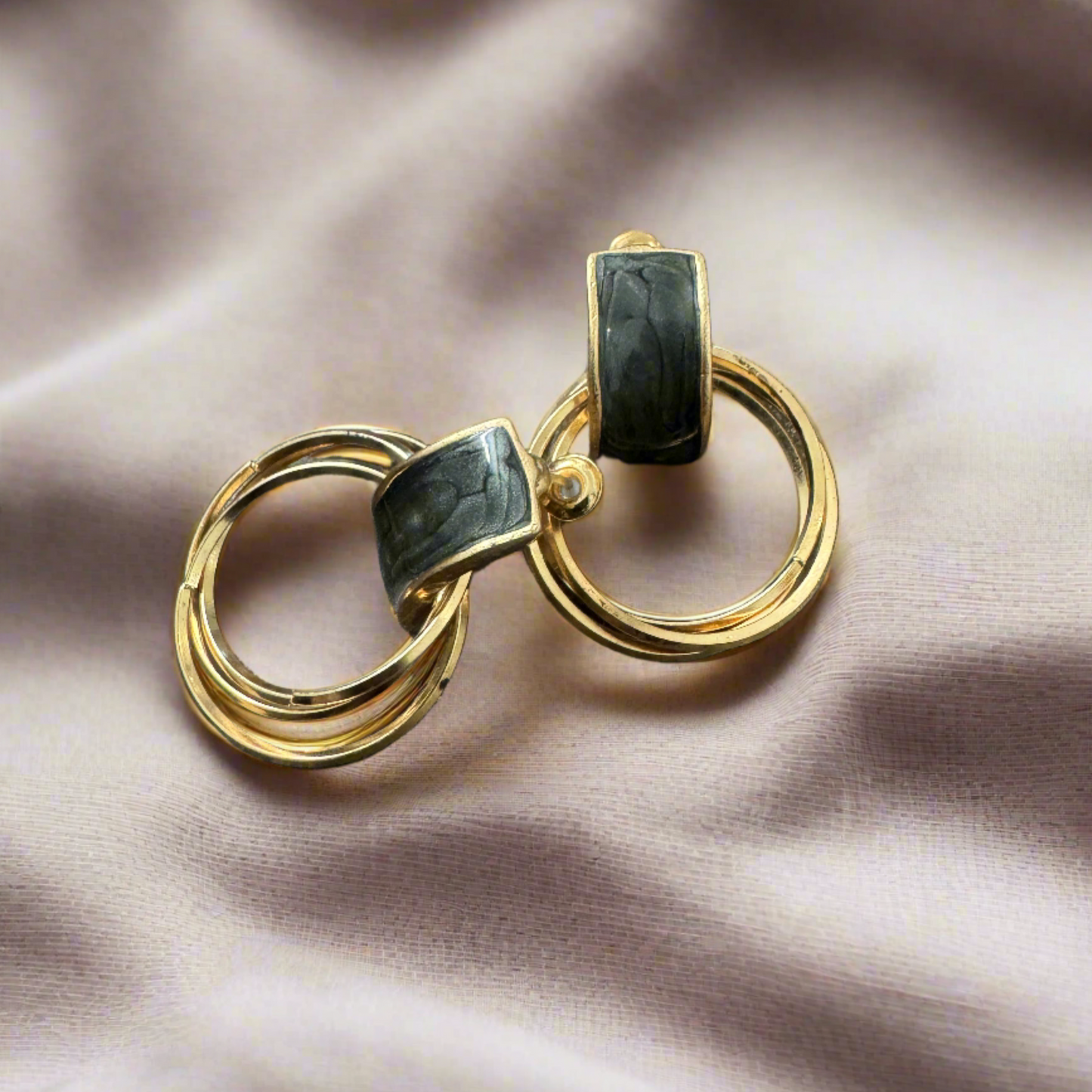 Black Stone Drop Earrings