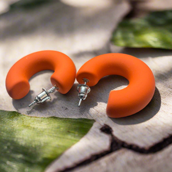 Orange Half Hoop Earrings