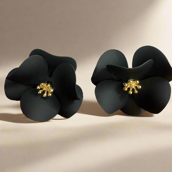 Black Floral Studs