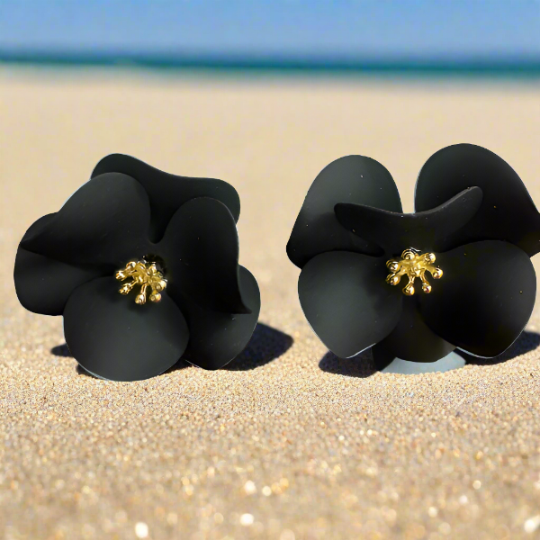 Black Floral Studs