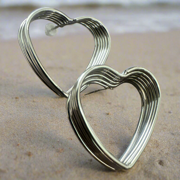 Sliver Multilayer Heart-Shaped Earrings