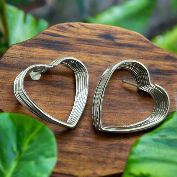 Sliver Multilayer Heart-Shaped Earrings