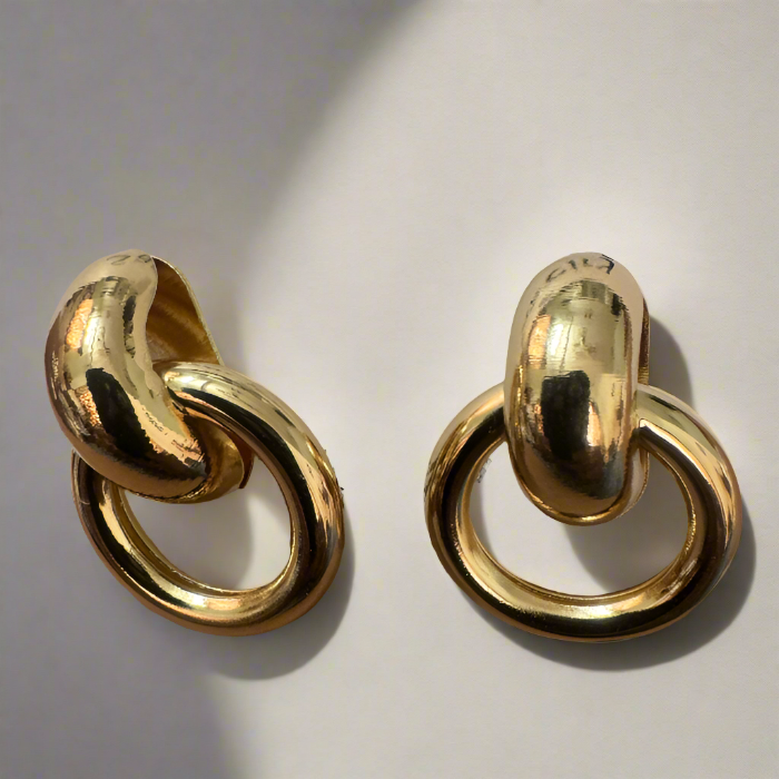 Golden Ring Shaped Drop Earrings