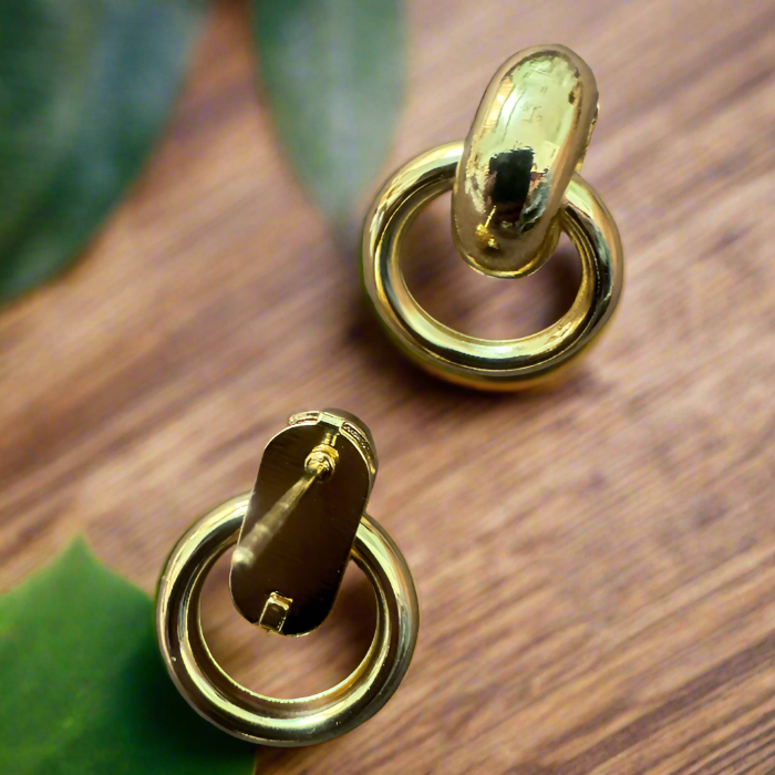 Golden Ring Shaped Drop Earrings