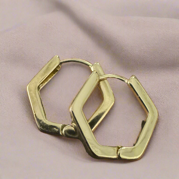 Golden Minimalist Hexagon Bali Earrings