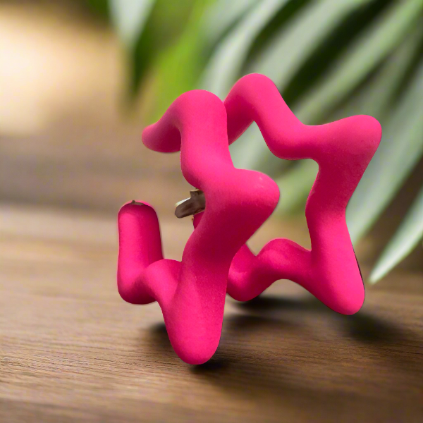 Pink Star Hoop Earrings