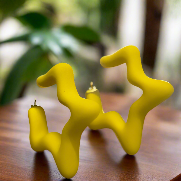 Yellow Star Hoop Earrings