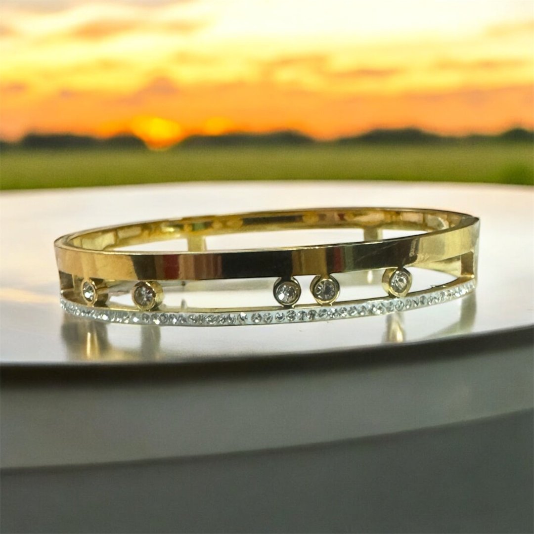 Golden AD Embedded Stainless Steel Bracelet