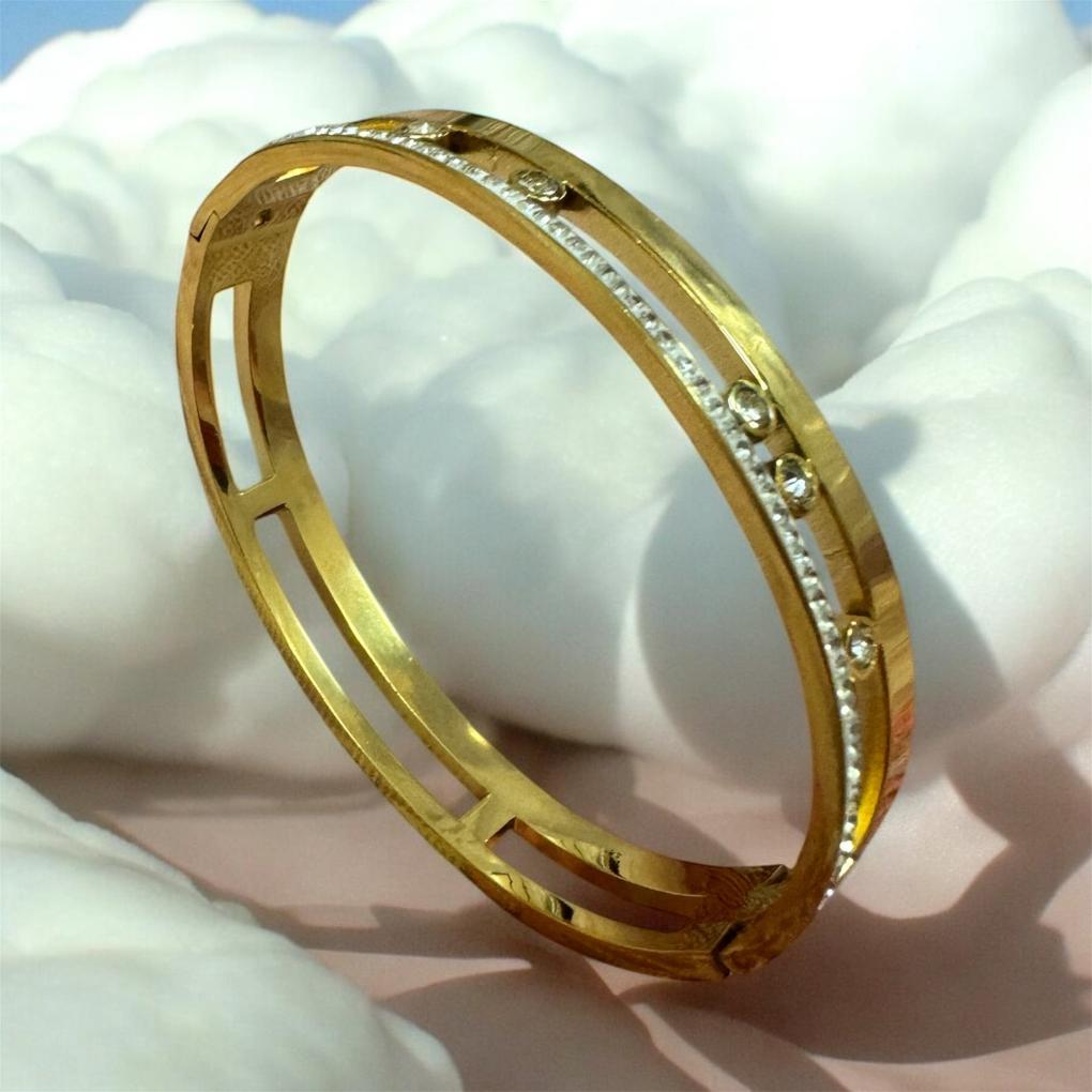 Golden AD Embedded Stainless Steel Bracelet