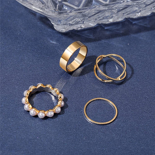 Gold Plated Set of 4 Rings