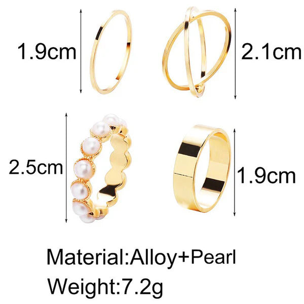 Gold Plated Set of 4 Rings