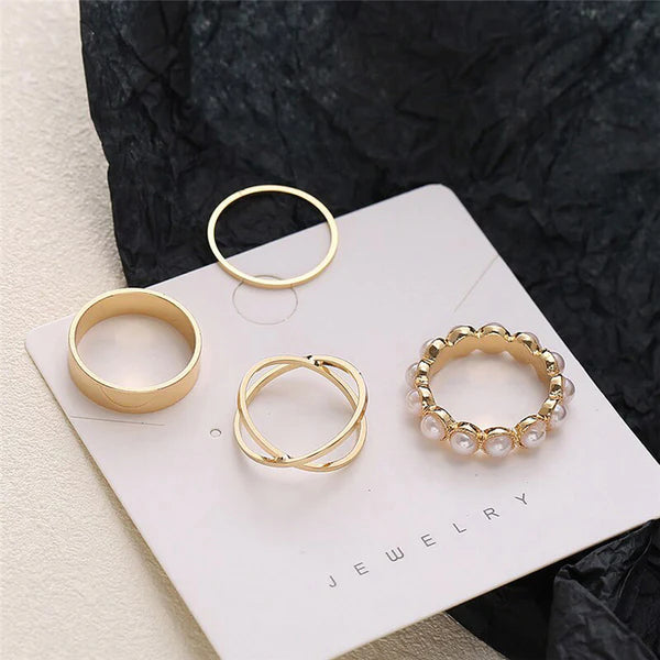 Gold Plated Set of 4 Rings