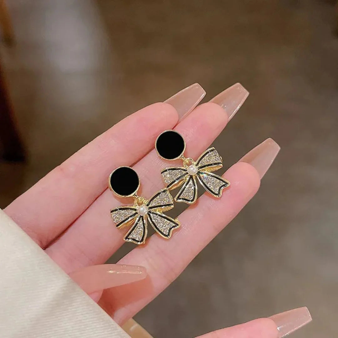 Black Bow Party Wear Earrings
